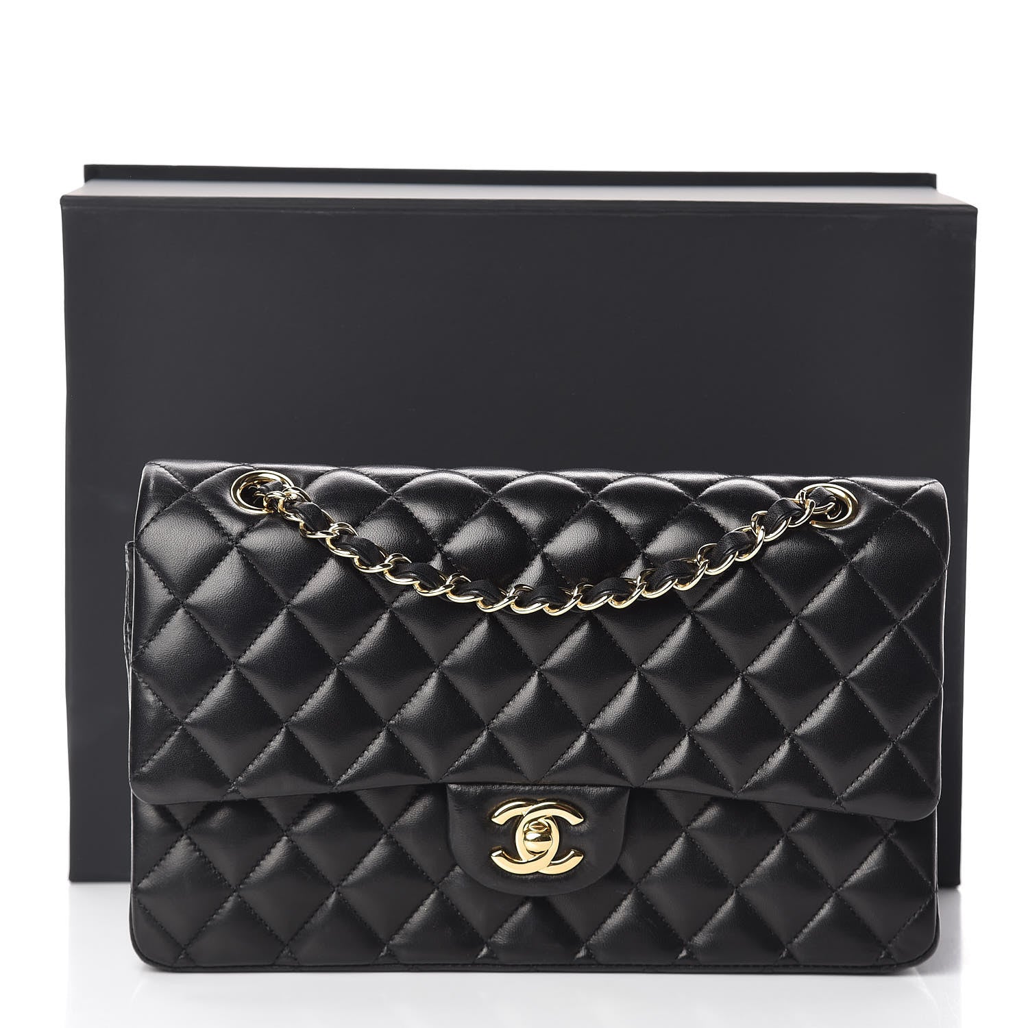 Chanel Lambskin Quilted Medium Double Flap Black 18 of 18