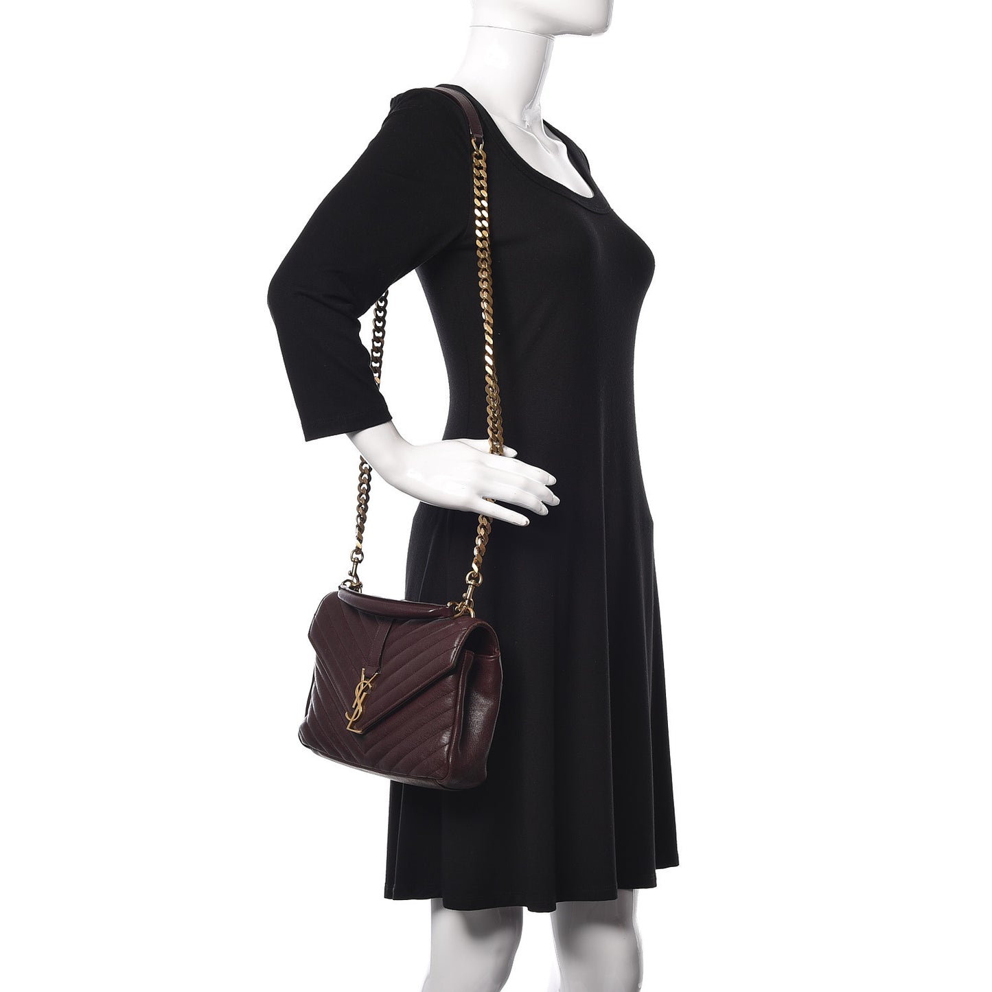 Sheepskin Matelasse Chevron Monogram Medium College Bag Amaranto