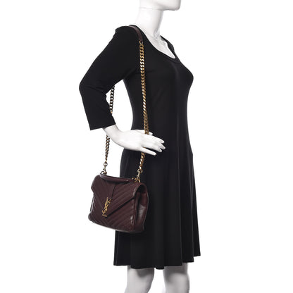 Saint Laurent Sheepskin Matelasse Chevron Monogram Medium College Bag Amaranto 2 of 25