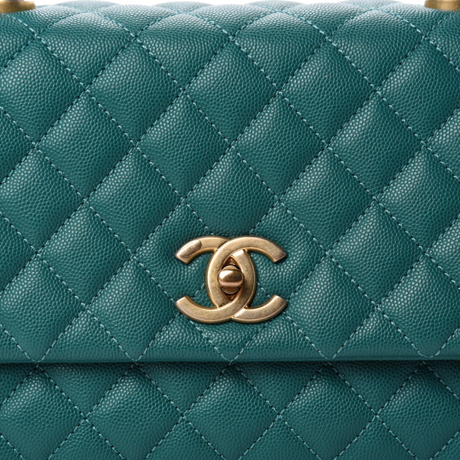Chanel Caviar Quilted Small Coco Handle Flap Dark Turquoise 12 of 12