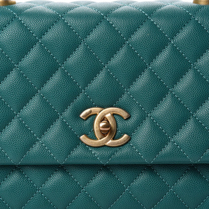 Chanel Caviar Quilted Small Coco Handle Flap Dark Turquoise 12 of 12