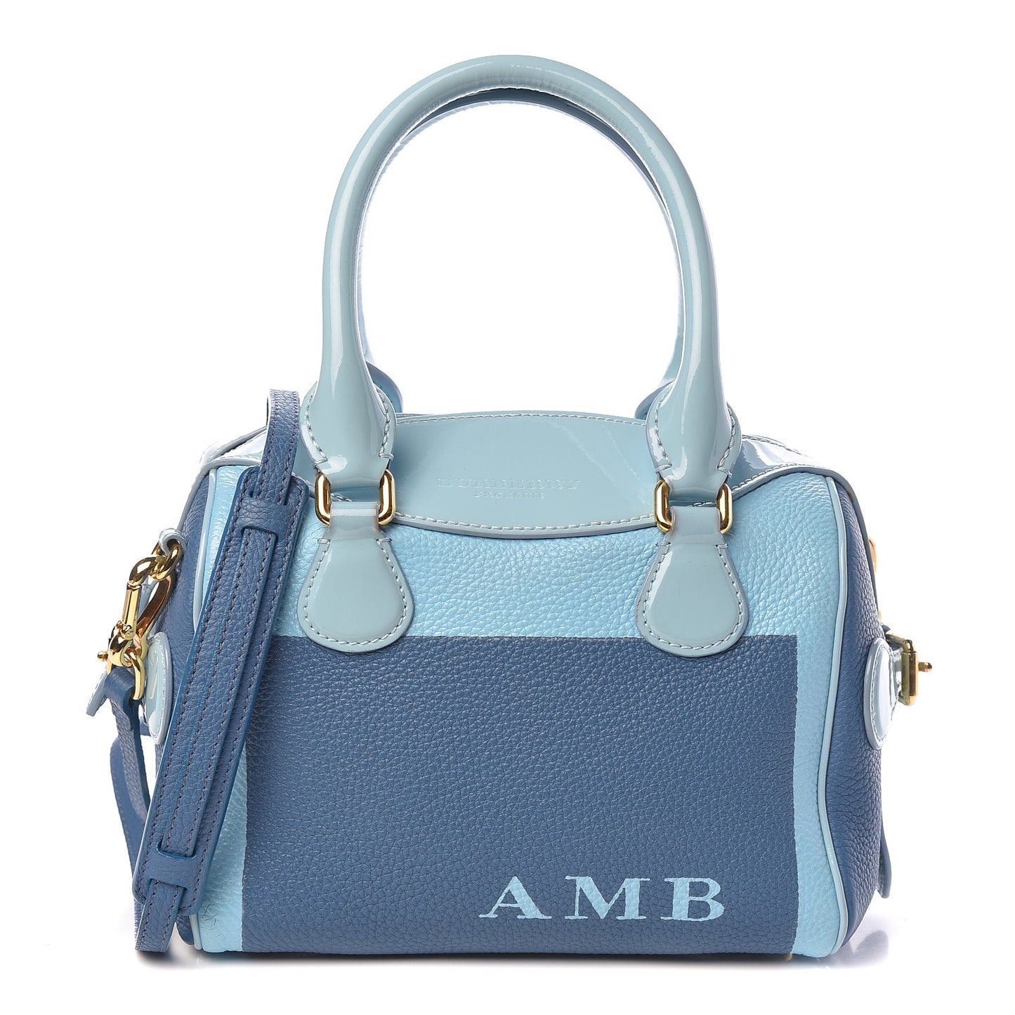 Grained Calfskin Little Bee Bowling Bag Blue