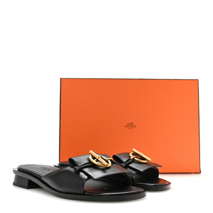 Hermes Calfskin Isle Sandals 36.5 Black 9 of 9