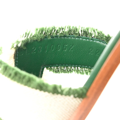 Hermes Toile H Oran Fringe Sandals 36 Vert 6 of 9