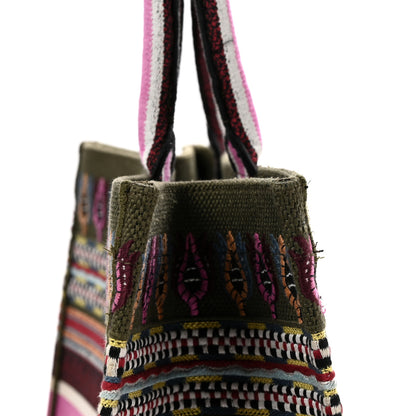 Christian Dior Canvas Embroidered Book Tote Olive Multicolor 12 of 12