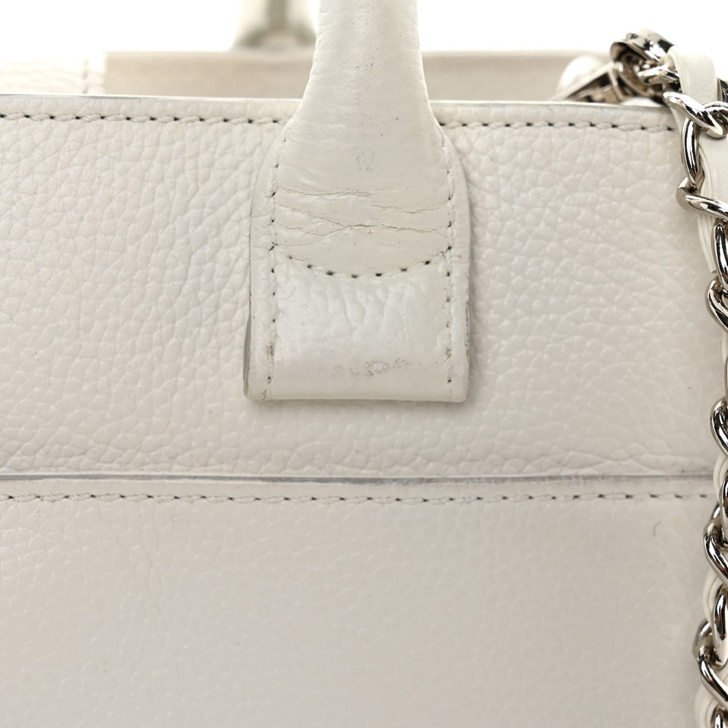 Grained Calfskin Mini Neo Executive Shopper Tote White