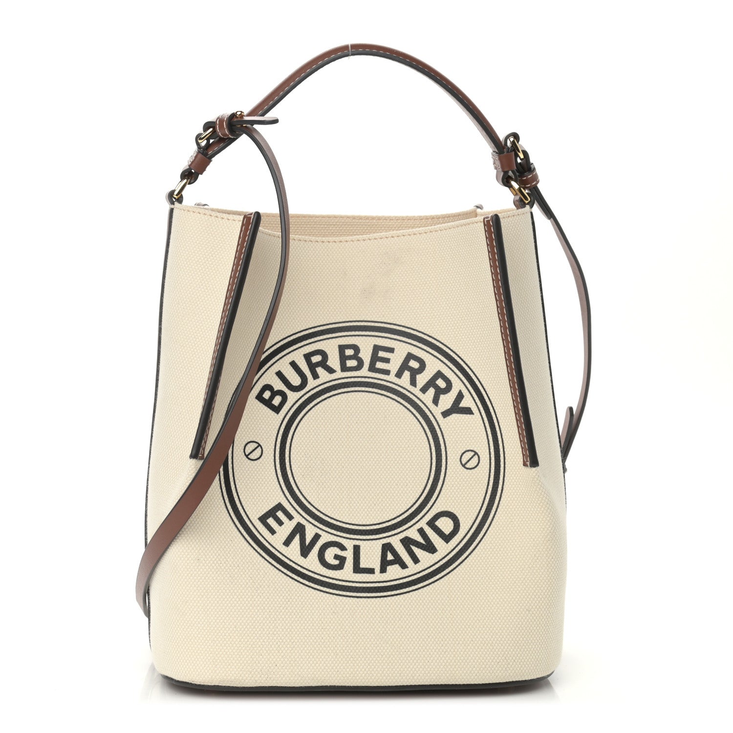 Burberry Canvas Cotton Small Peggy Bucket Bag Natural Gold 1 of 13