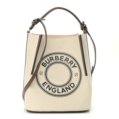 Burberry Canvas Cotton Small Peggy Bucket Bag Natural Gold 1 of 13
