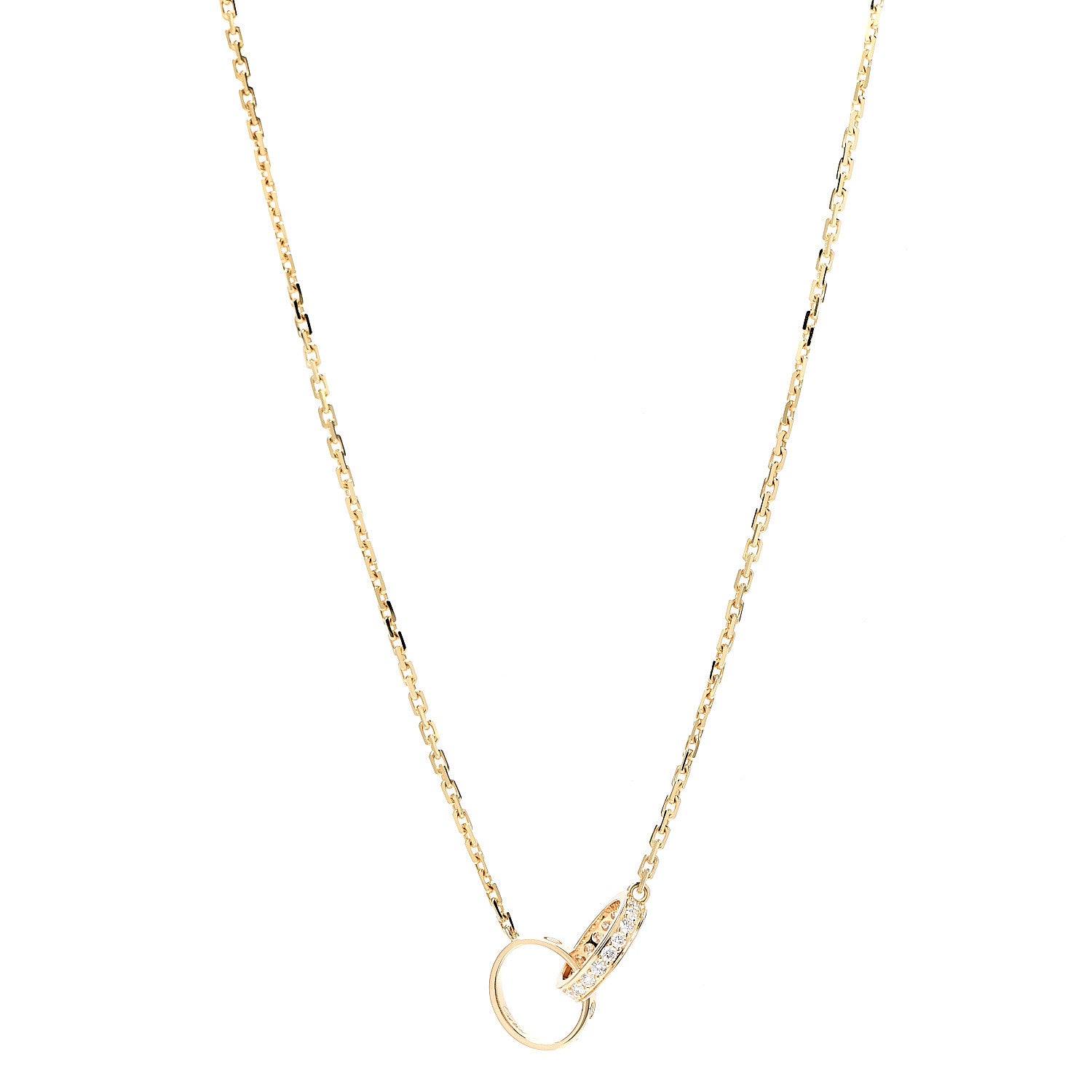 Cartier 18K Yellow Gold Diamond Interlocking LOVE Necklace 1 of 6