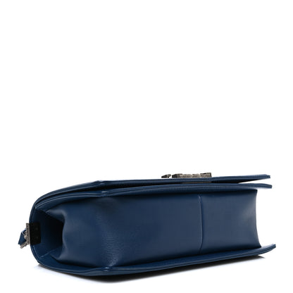 Chanel Calfskin Chevron Quilted Medium Boy Flap Dark Navy Blue 4 of 10