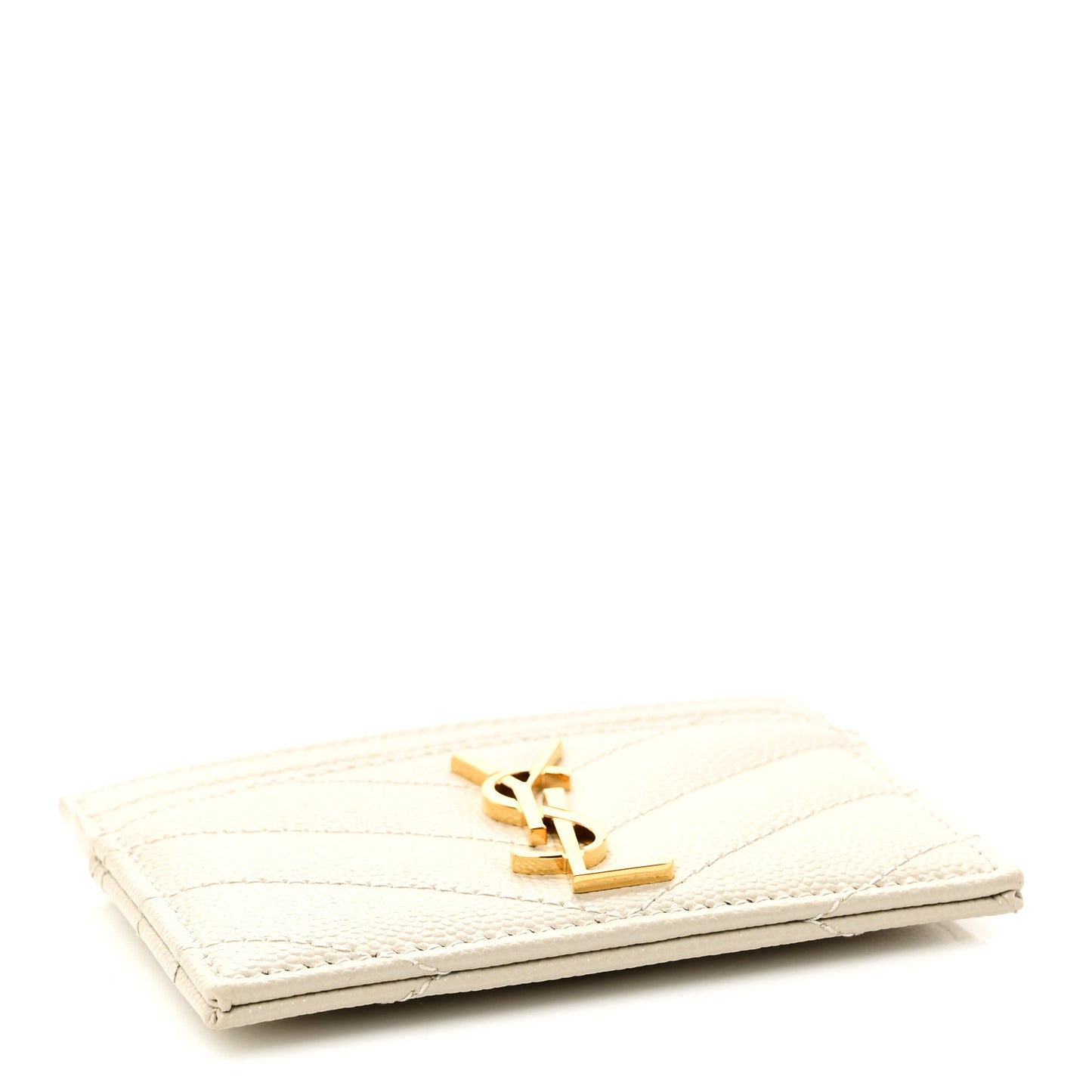 Grain De Poudre Matelasse Chevron Monogram Credit Card Case Crema Soft