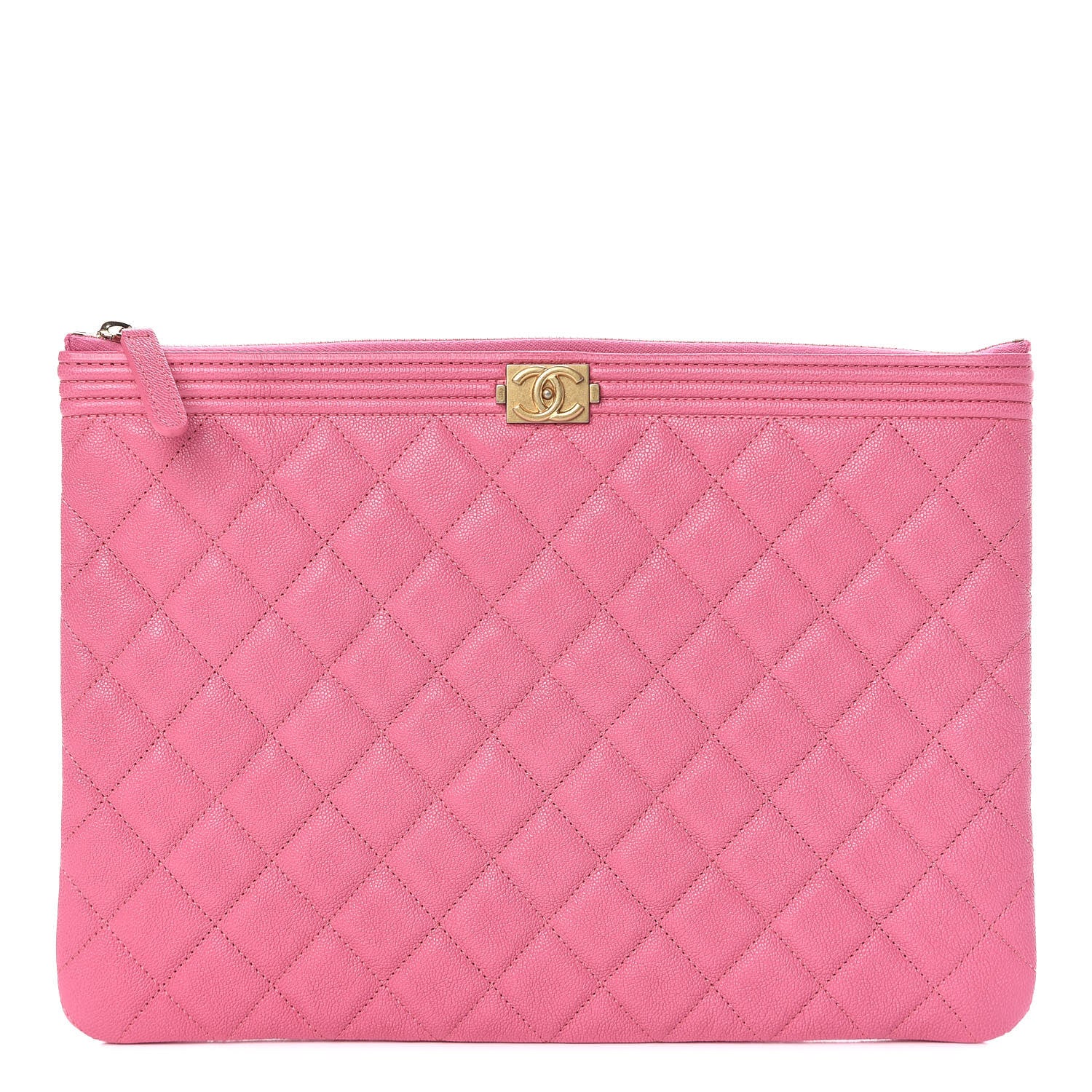 Chanel Caviar Quilted Medium Boy Cosmetic Case Pink 1 of 8