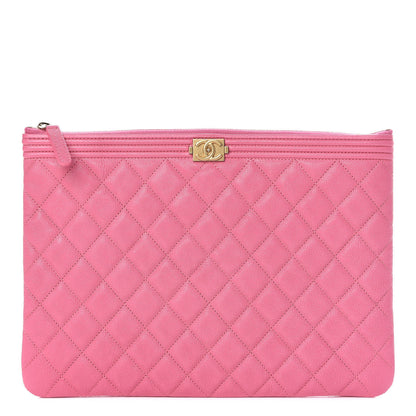 Chanel Caviar Quilted Medium Boy Cosmetic Case Pink 1 of 8
