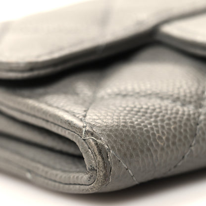 Chanel Caviar Quilted Flap Card Holder Wallet Dark Grey 9 of 10