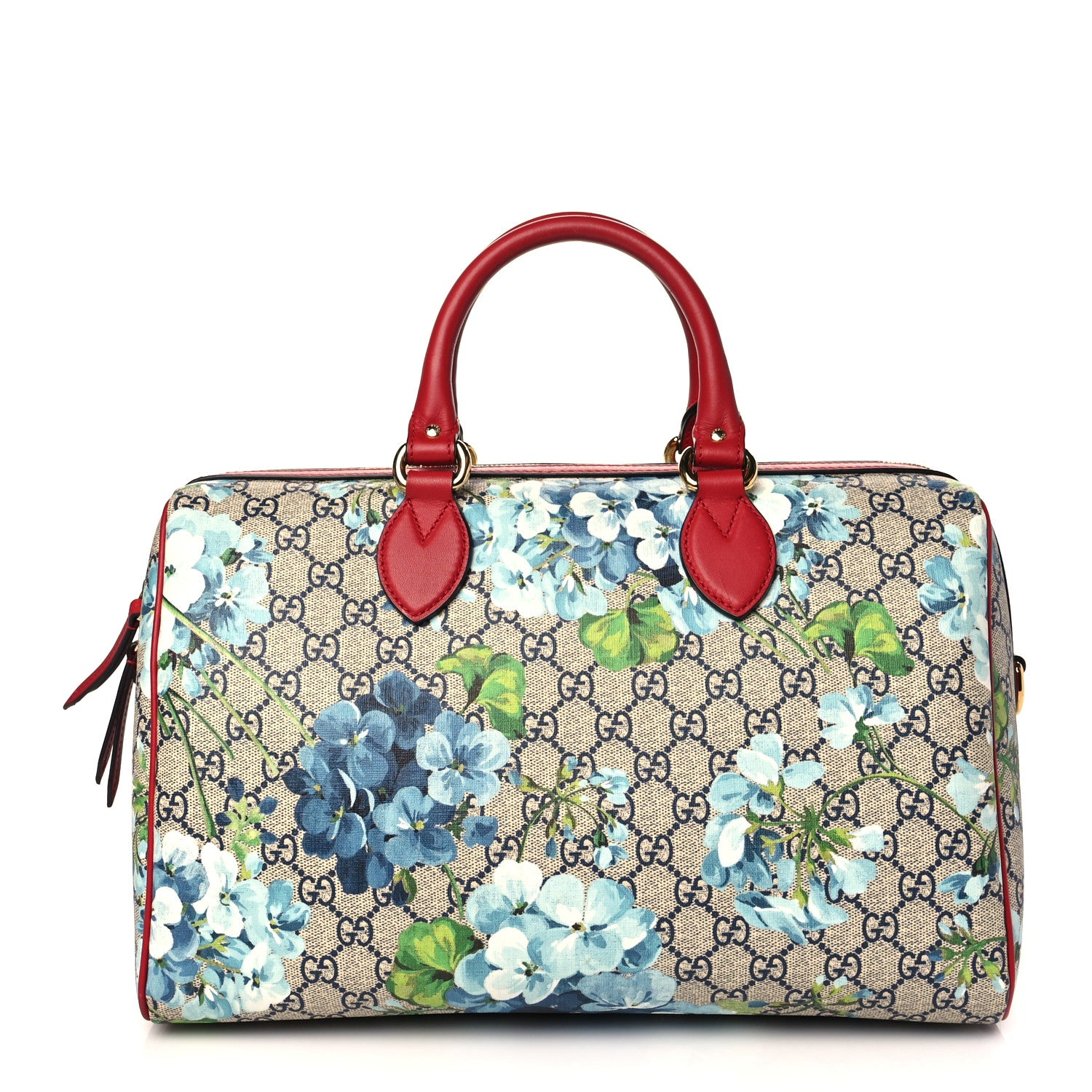 Gucci GG Supreme Monogram Blooms Medium Boston Beige Blue Navy Hibiscus Red 1 of 11