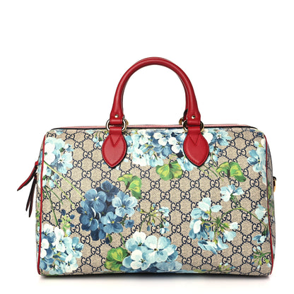 Gucci GG Supreme Monogram Blooms Medium Boston Beige Blue Navy Hibiscus Red 1 of 11