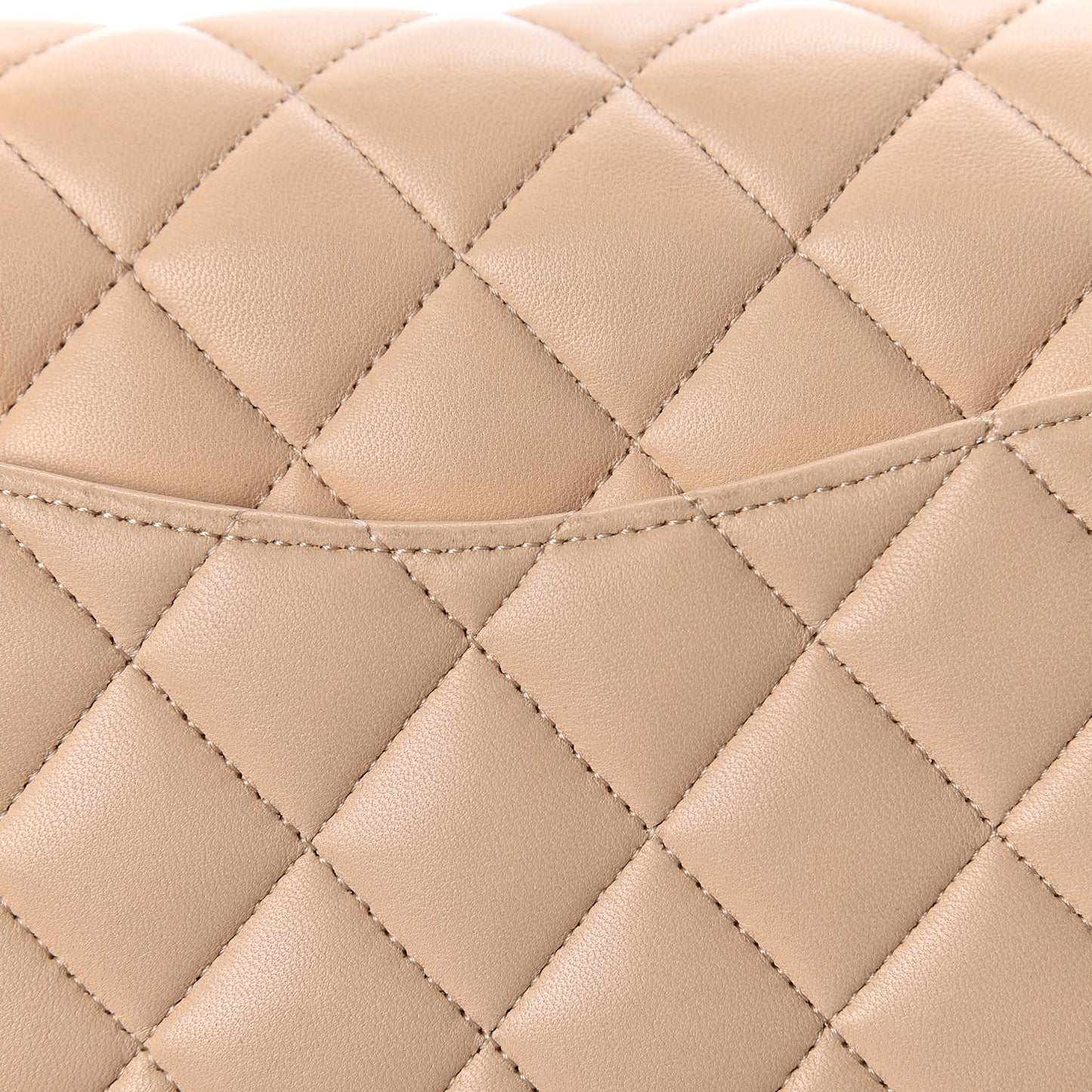 Lambskin Quilted Medium Double Flap Beige