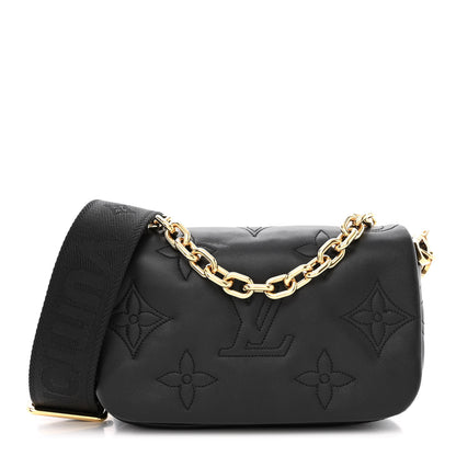 Louis Vuitton Calfskin Bubblegram Wallet On Strap Black 1 of 9