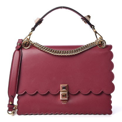 Fendi Vitello Liberty Scalloped Studded Kan I Shoulder Bag Black Cherry 1 of 9