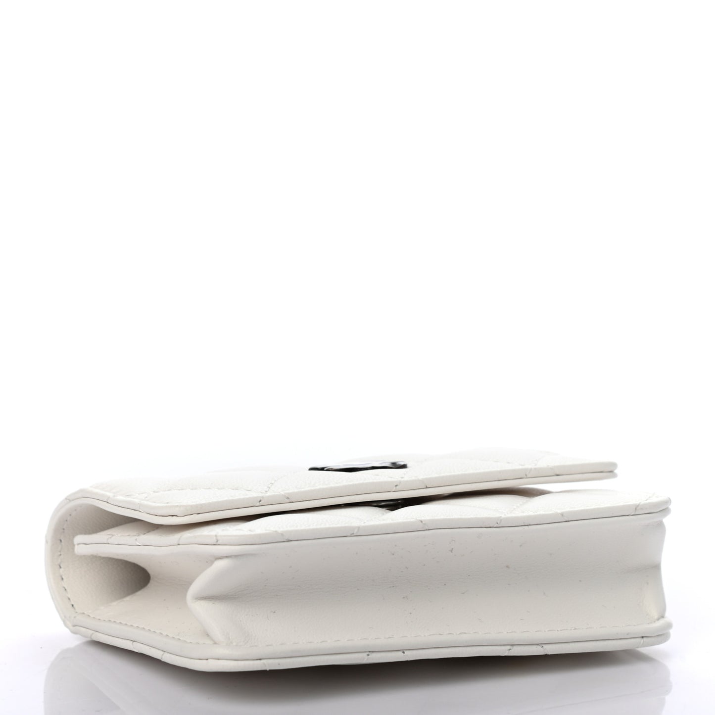 Lambskin Quilted CC Hook Card Holder White