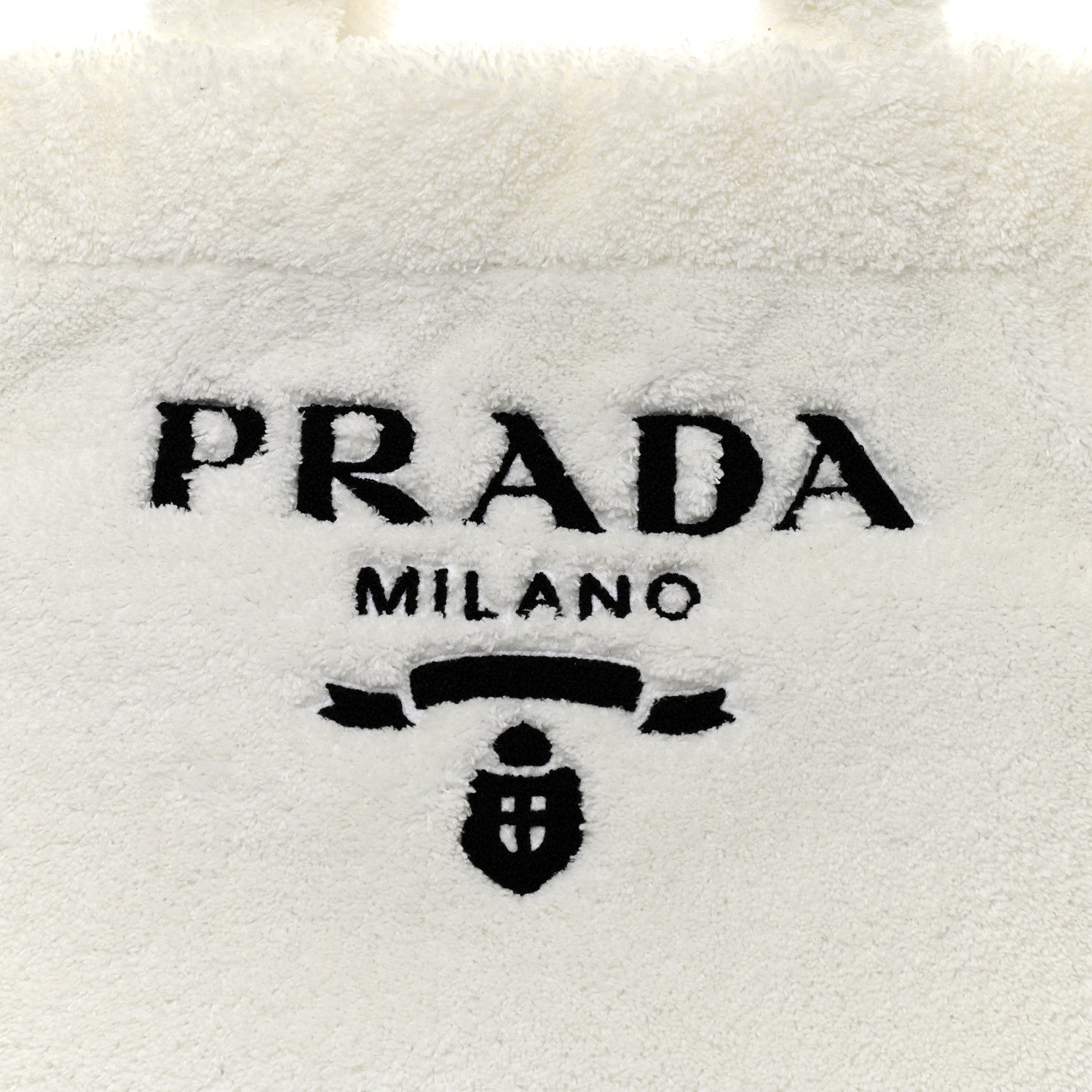 Prada Terry Cloth Tote Bag White Black 9 of 12