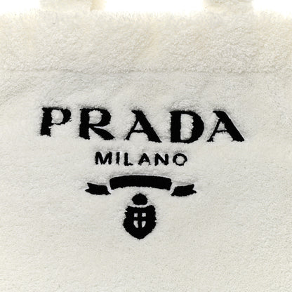 Prada Terry Cloth Tote Bag White Black 9 of 12