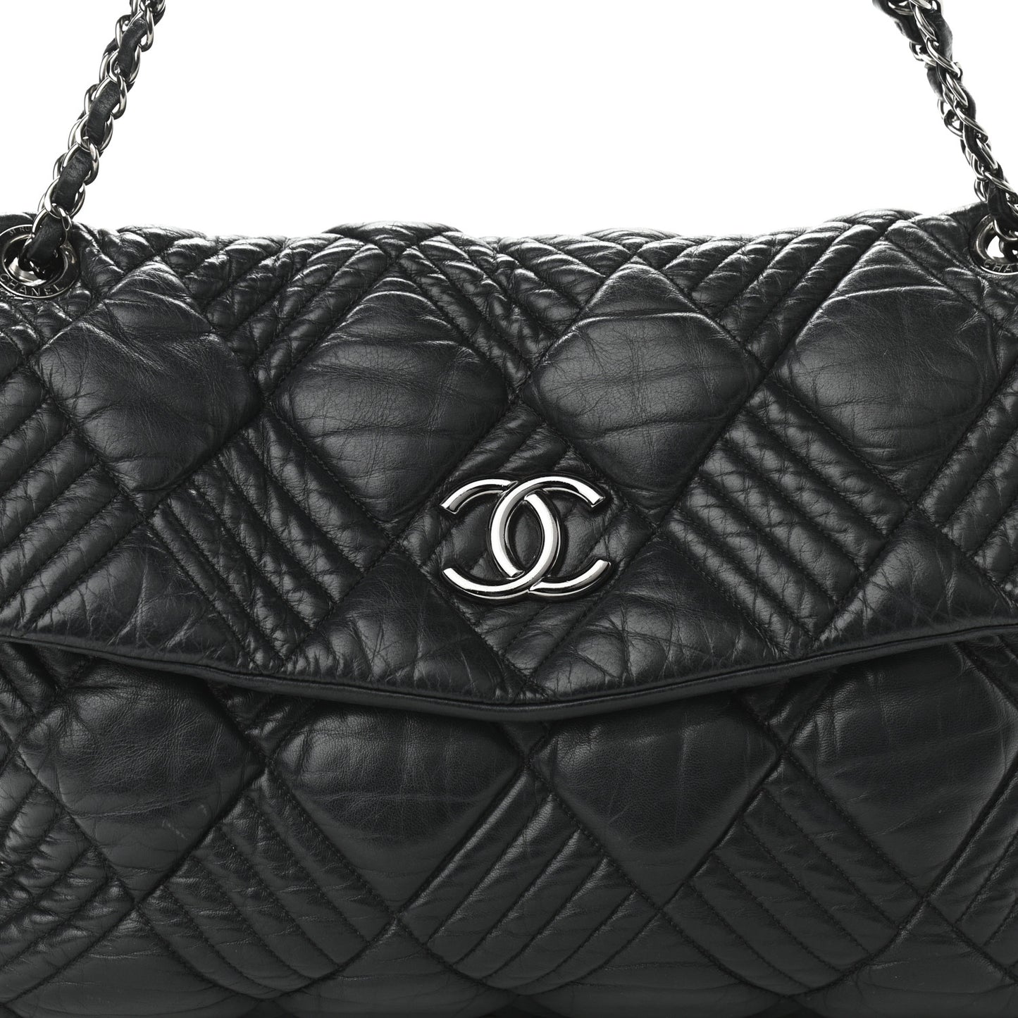 Lambskin In and Out XL Maxi Flap Black