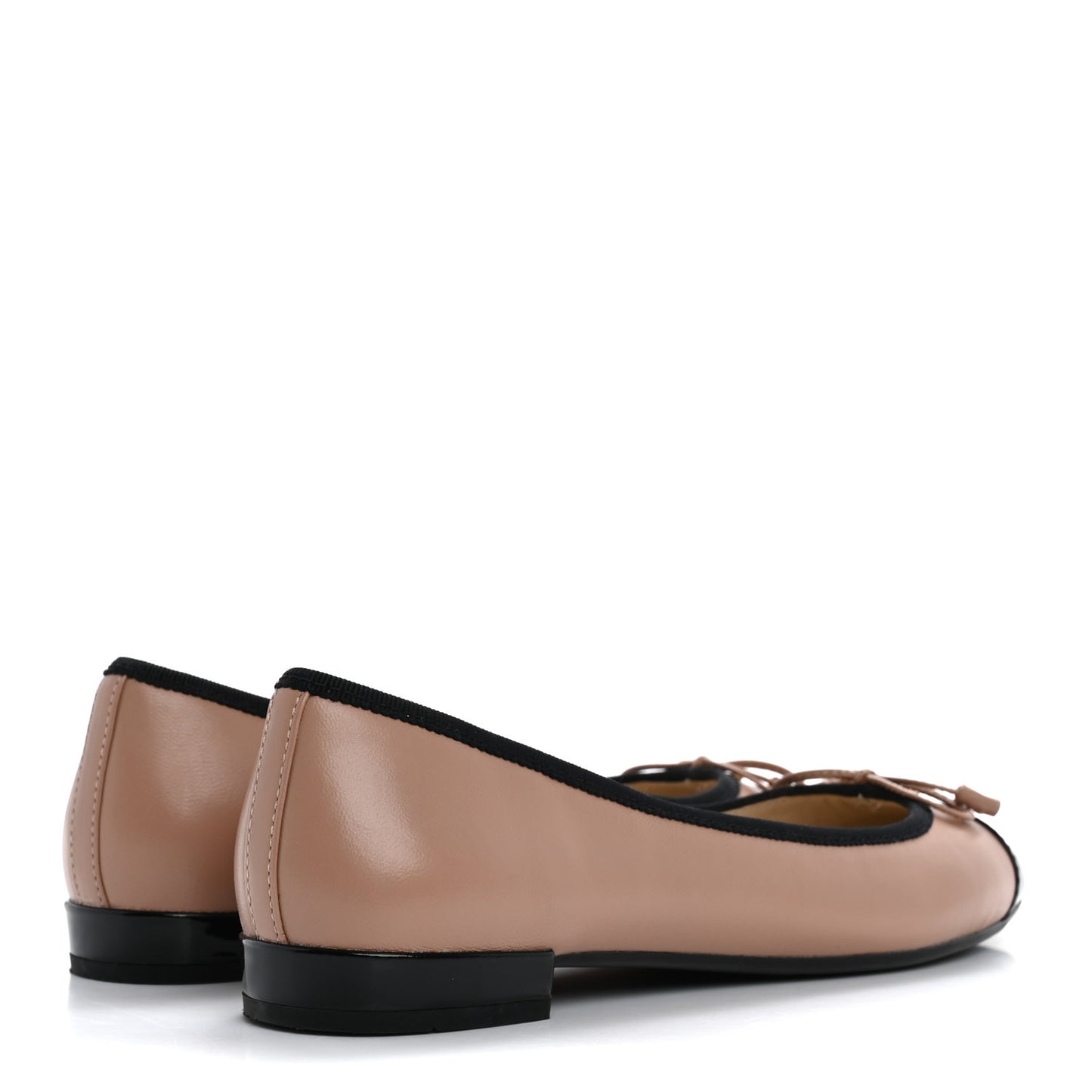 Nappa Vernice Cap Toe Logo Bow Ballerina Flats 37 Nude Black