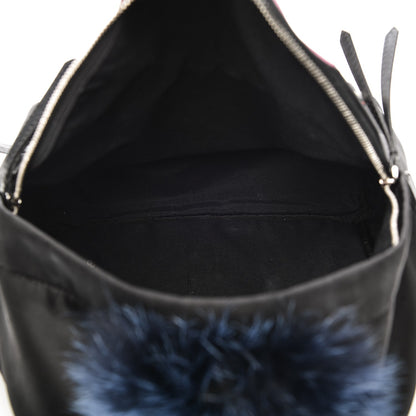 Fendi Nylon Vitello Fox Goat Fur Monster Eyes Mini Backpack Black Multicolor Sky 5 of 14