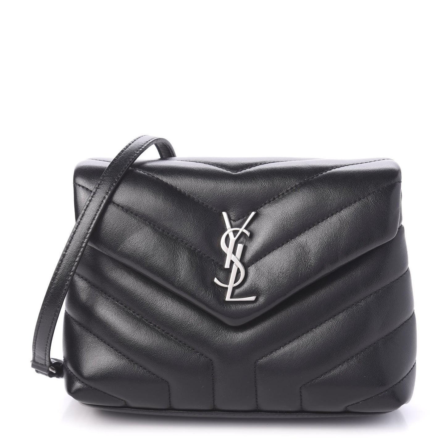 Calfskin Y Quilted Monogram Toy Loulou Crossbody Bag Black
