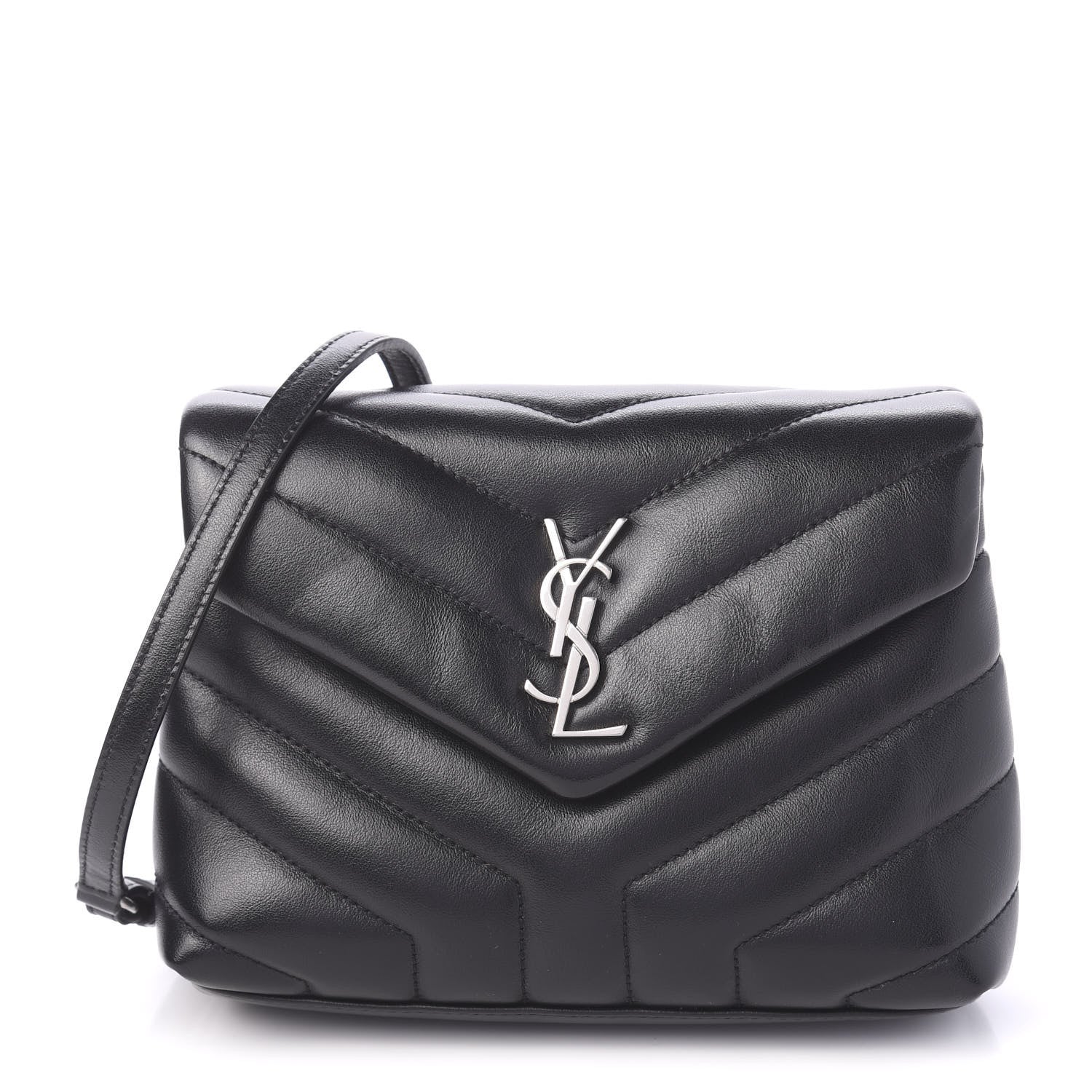 Saint Laurent Calfskin Y Quilted Monogram Toy Loulou Crossbody Bag Black 1 of 10