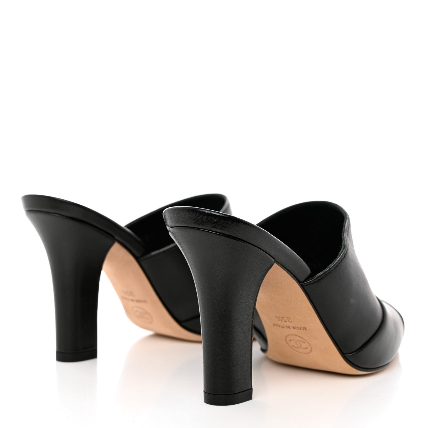 Lambskin Cap Toe CC Mules 35.5 Black