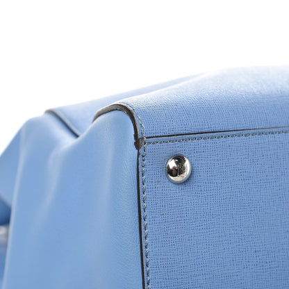 Fendi Vitello Elite Flamingo Regular 2Jours Tote Azzurro Nebula 9 of 18