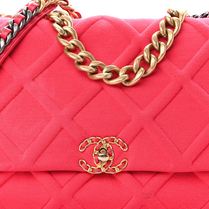 Chanel Jersey Lambskin Quilted Maxi Chanel 19 Flap Dark Pink 8 of 14