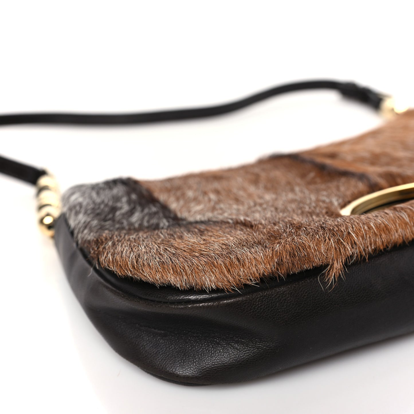 Pony Hair Malice Shoulder Bag Brown Black