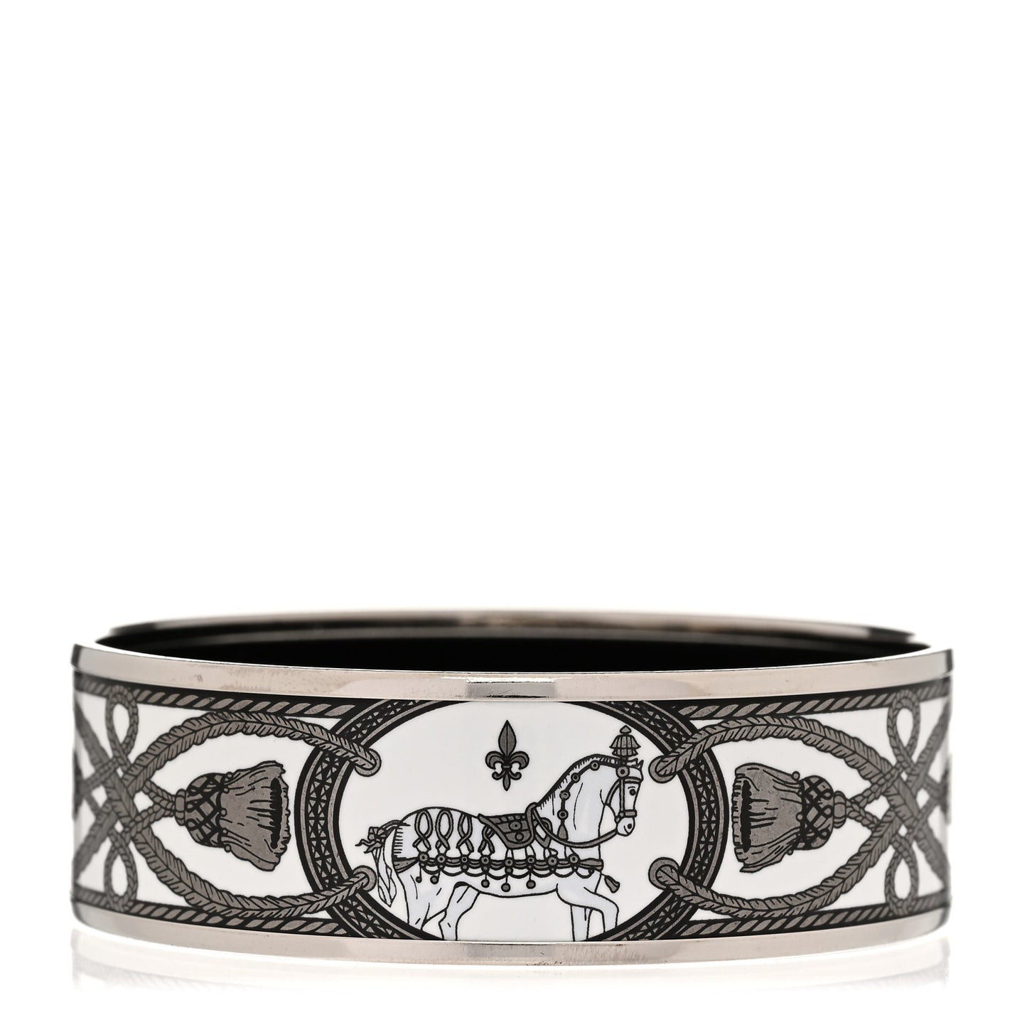 Enamel Printed Wide Grand Apparat Bracelet 65 White