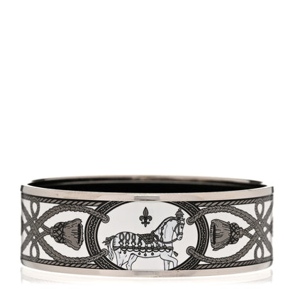 Hermes Enamel Printed Wide Grand Apparat Bracelet 65 White 1 of 6