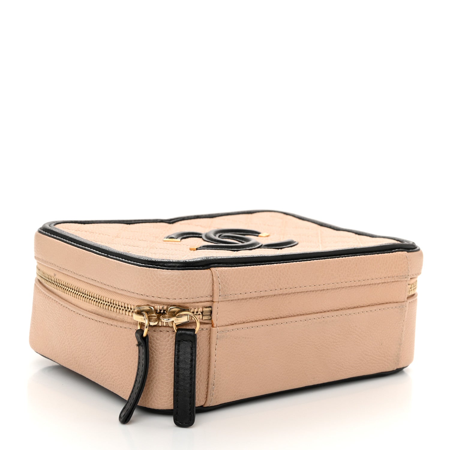 Chanel Caviar Quilted Medium CC Filigree Vanity Case Beige Black 4 of 11