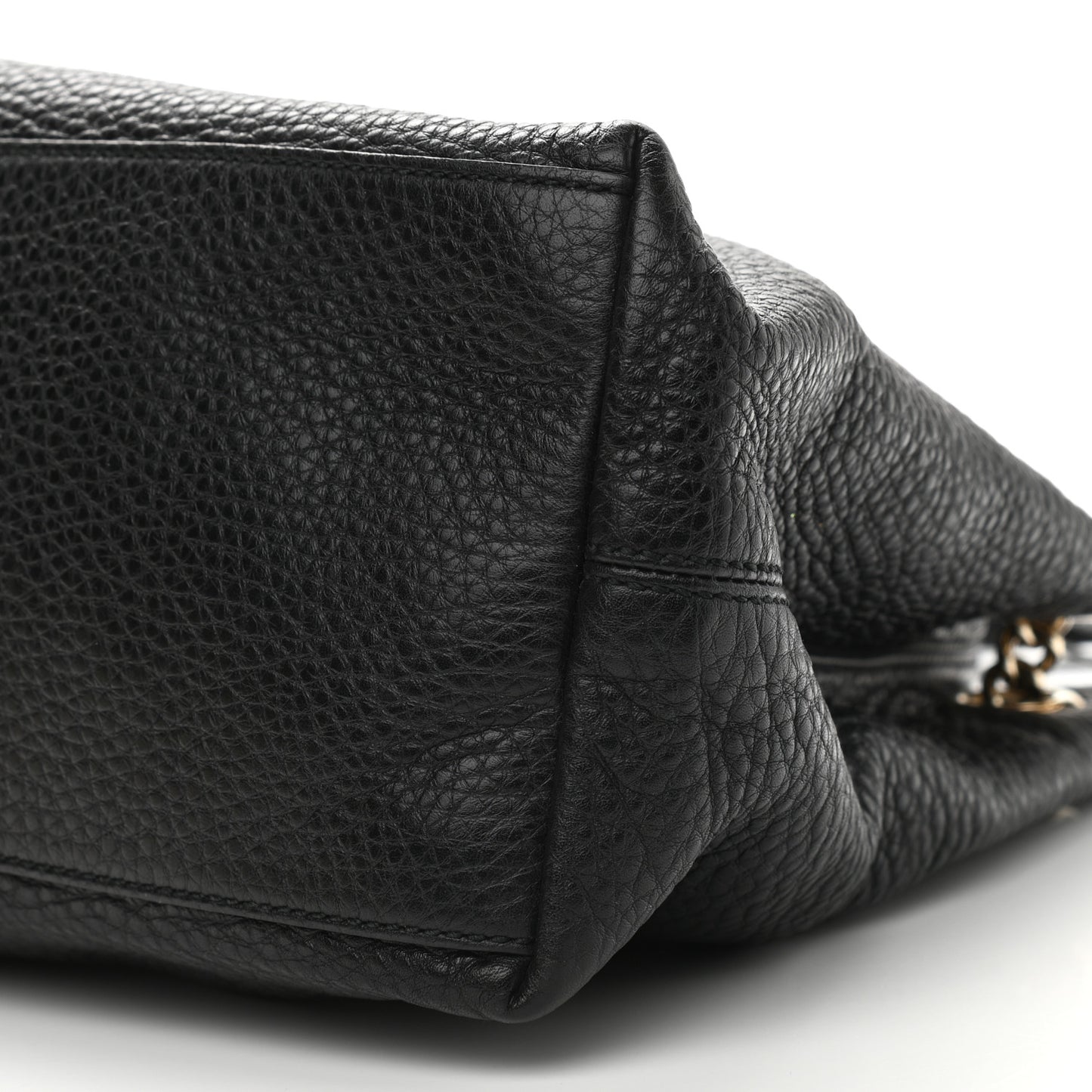 Pebbled Calfskin Medium Soho Chain Shoulder Bag Black