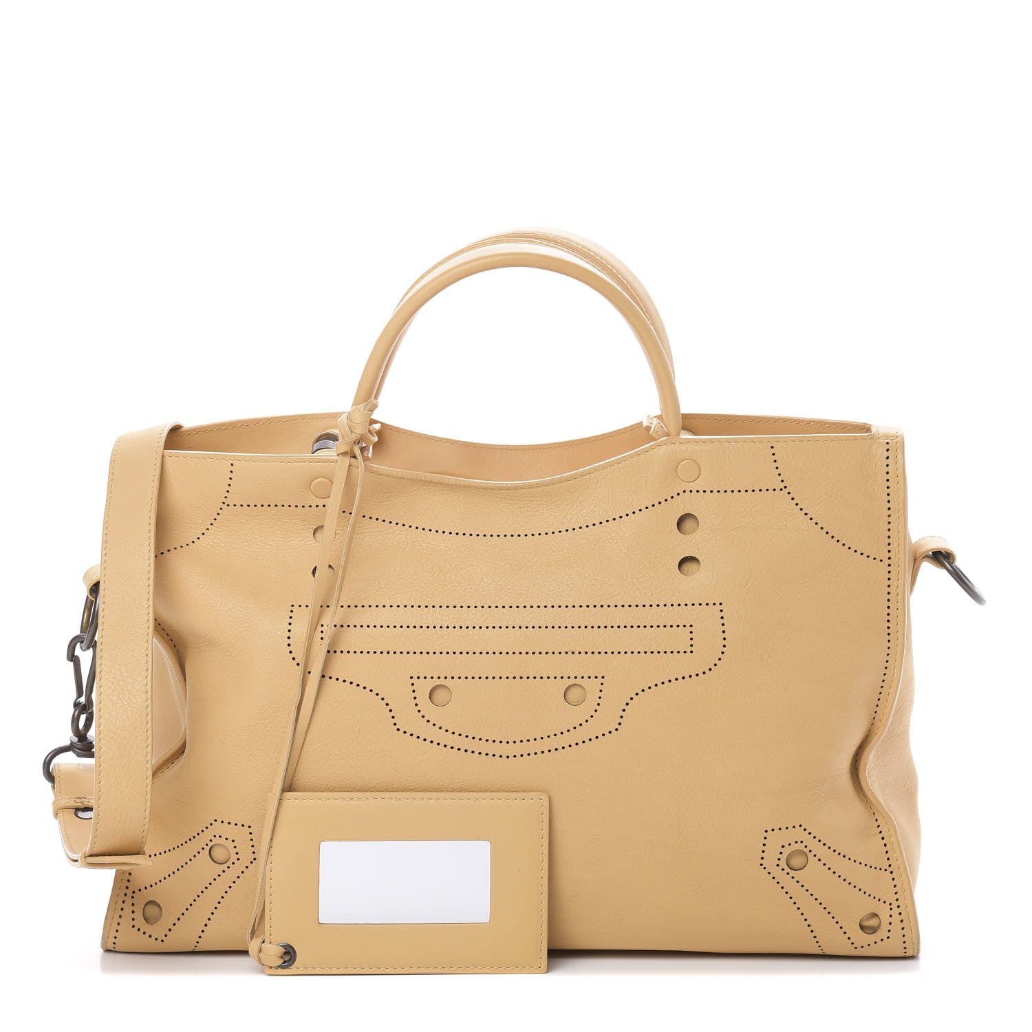 Balenciaga Calfskin Blackout Hardware Perforated City Beige Ocre 1 of 18