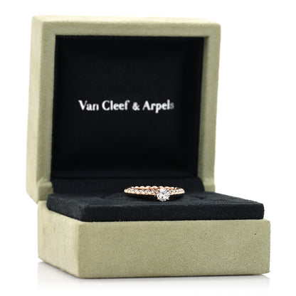 Van Cleef & Arpels 18K Rose Gold Diamond .31ct Perlee Solitaire Engagement Ring 48 4.5 5 of 5