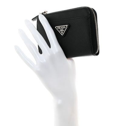 Prada Saffiano Triangle Zip Around Keychain Black 2 of 6