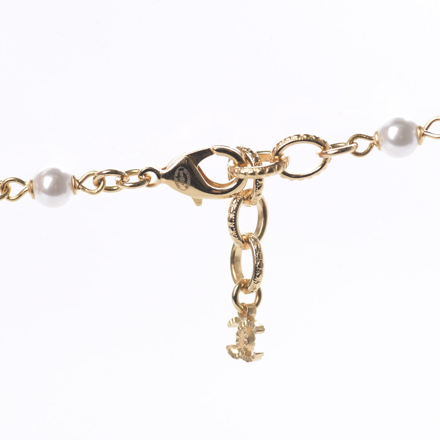 Pearl Crystal 90's Icon CC Necklace Gold