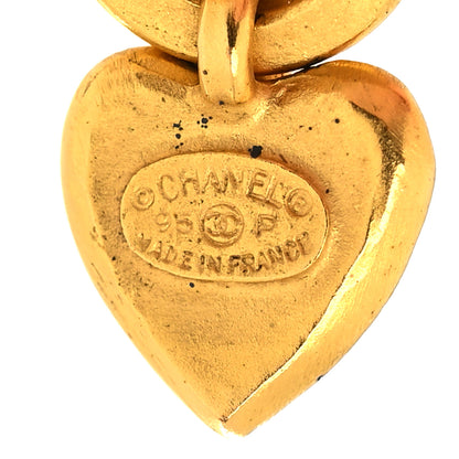 Chanel Metal CC Clip On Heart Drop Earrings Gold 4 of 4