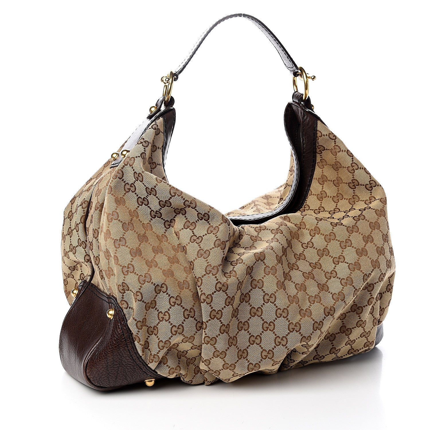 Gucci Monogram Large Jockey Hobo Dark Brown 2 of 10