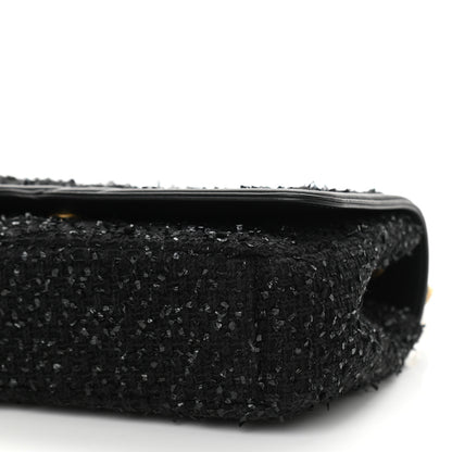 Chanel Tweed Calfskin Quilted Medium CC Filigree Flap Black 10 of 11