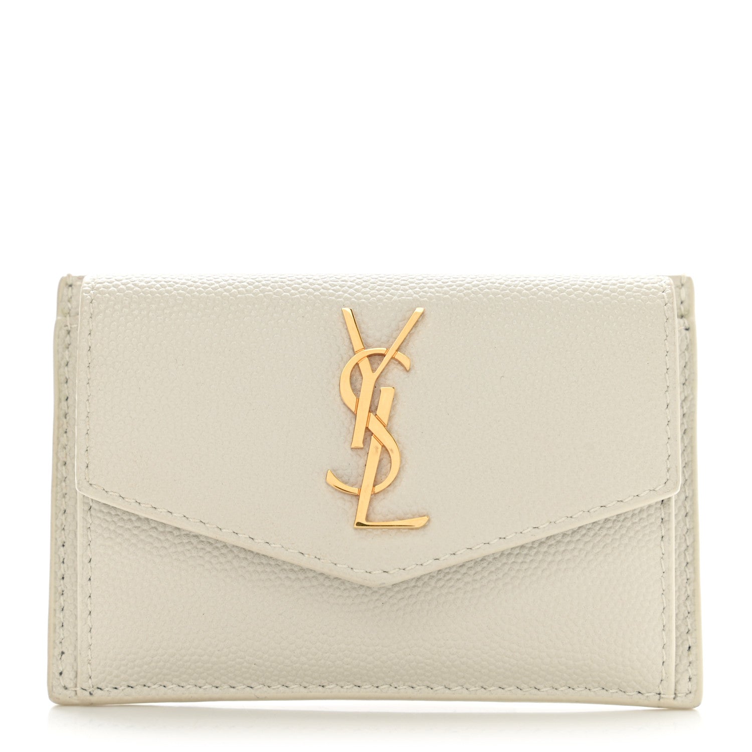 Saint Laurent Grain De Poudre Uptown Monogram Card Case Blanc Vintage 1 of 6