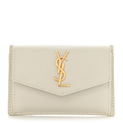 Saint Laurent Grain De Poudre Uptown Monogram Card Case Blanc Vintage 1 of 6