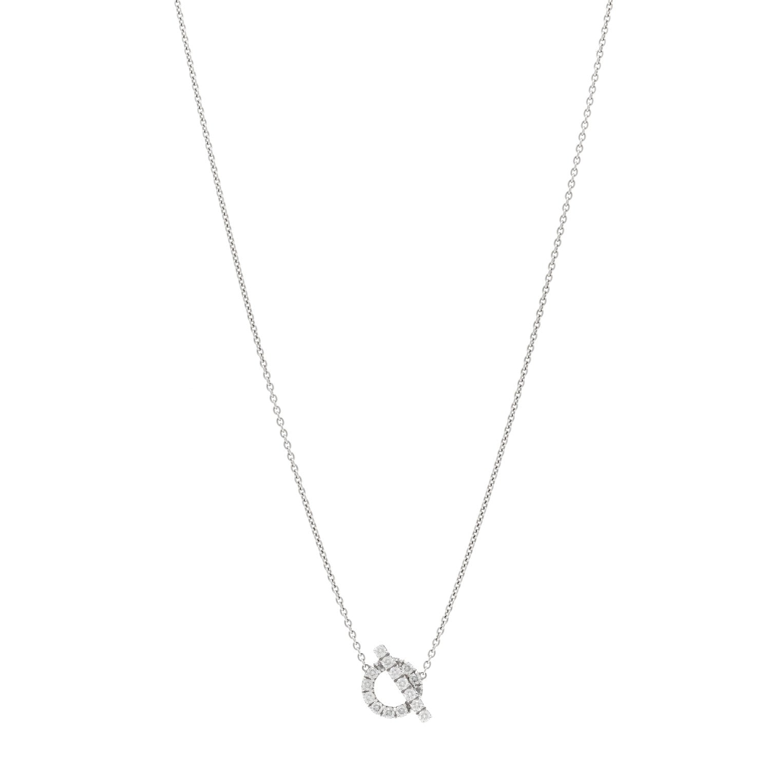 Hermes 18K White Gold Diamond Finesse Pendant Necklace 1 of 5