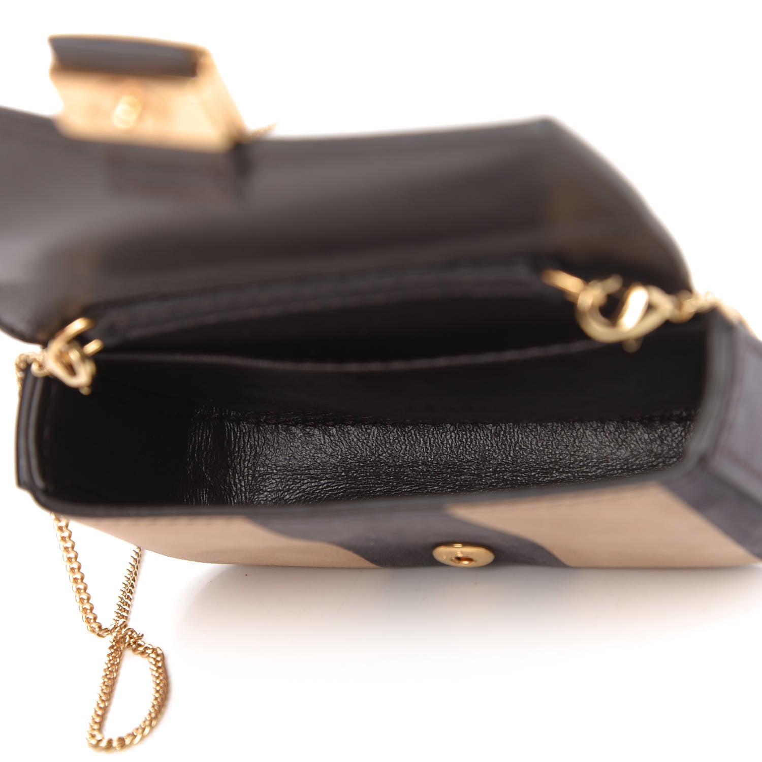 Fendi Nubuck Pequin Nano Baguette Charm Tobacco Moro Ebano 5 of 10